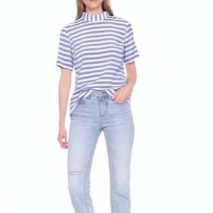 Banana Republic Stripe Button Back Blouse